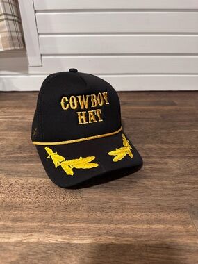 Black & Yellow 'Cowboy Hat' Embroidered Trucker Cap